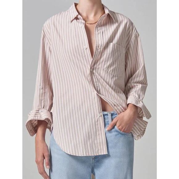 CITIZENS OF HUMANITY Kayla Button Down Shirt Women Size XS Mesa Stripe Collared - Picture 1 of 9